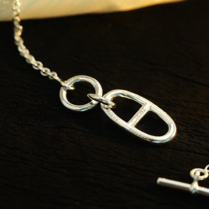 [✨ROSE💎]HM CHAINE D'ANCRE PENDANT NECKLACE STERLING SILVER