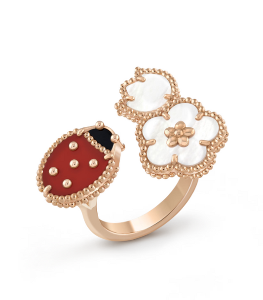 [✨ROSE💎]LUCKY 3 MOTIF ROSE GOLD RING