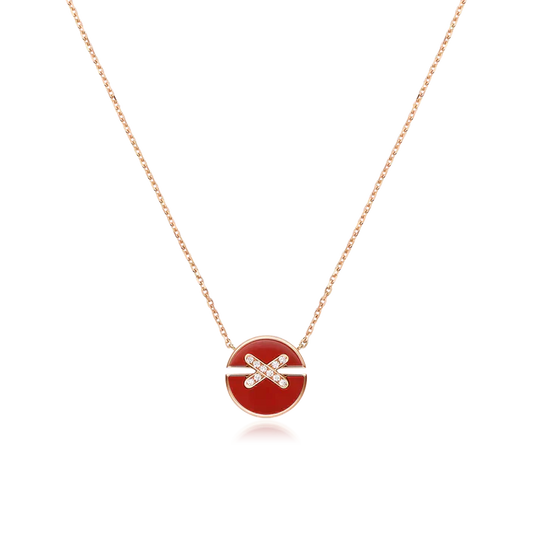 [✨ROSE💎]JEUX DE ROSE GOLD DIAMOND NECKLACE