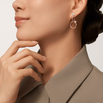 [✨ROSE💎]JUSTE HALF DIAMOND DOUBLE EARRINGS