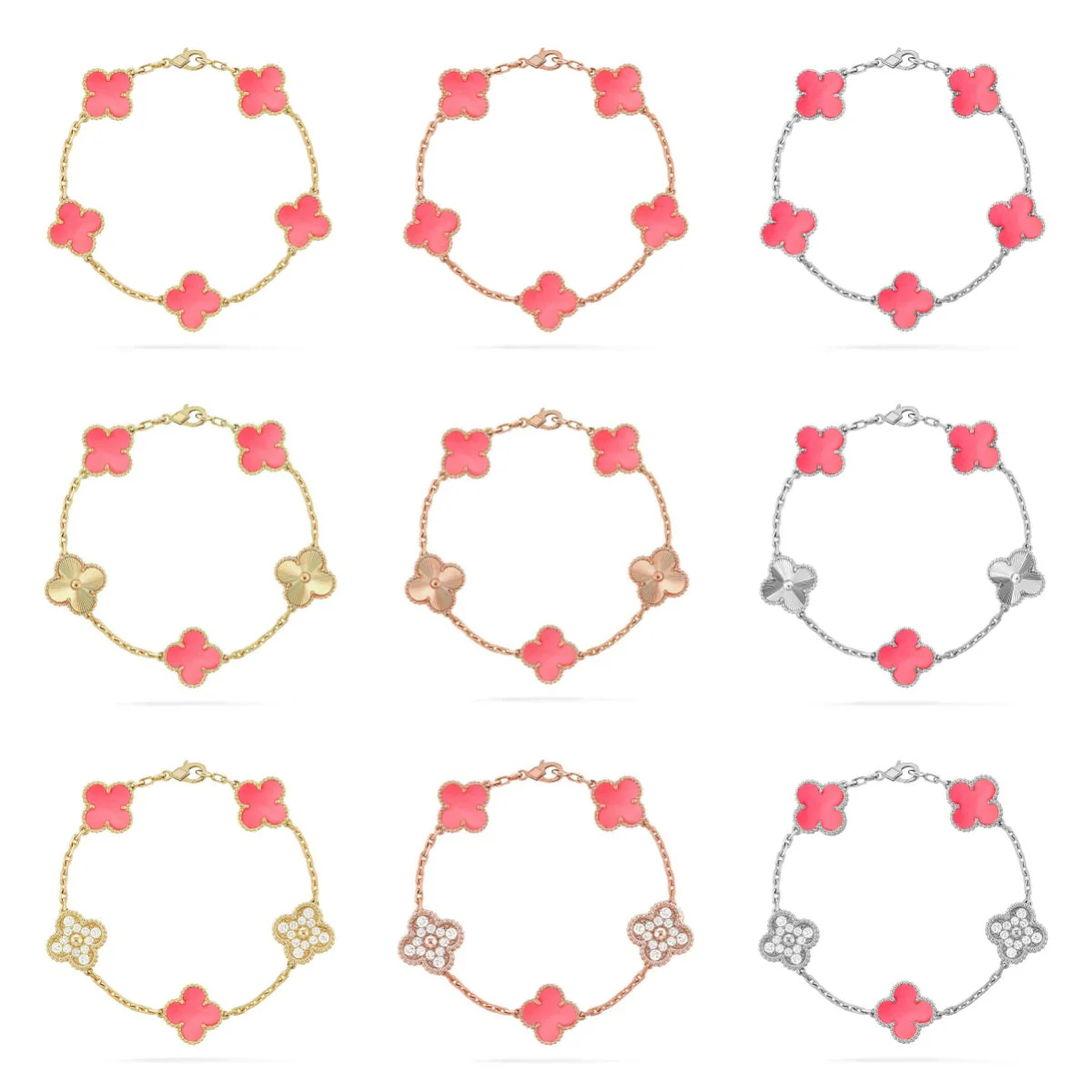 [✨ROSE💎] CLOVER 5 MOTIFS  PINK MOP BRACELET COLLECTION
