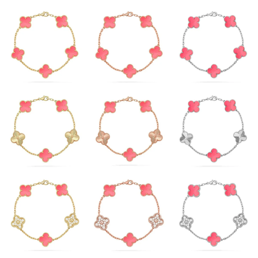 [✨ROSE💎] CLOVER 5 MOTIFS  PINK MOP BRACELET COLLECTION
