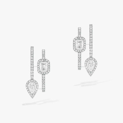 [✨ROSE💎]CREOLES MY TWIN 2 RANGS SILVER DIAMOND EARRINGS