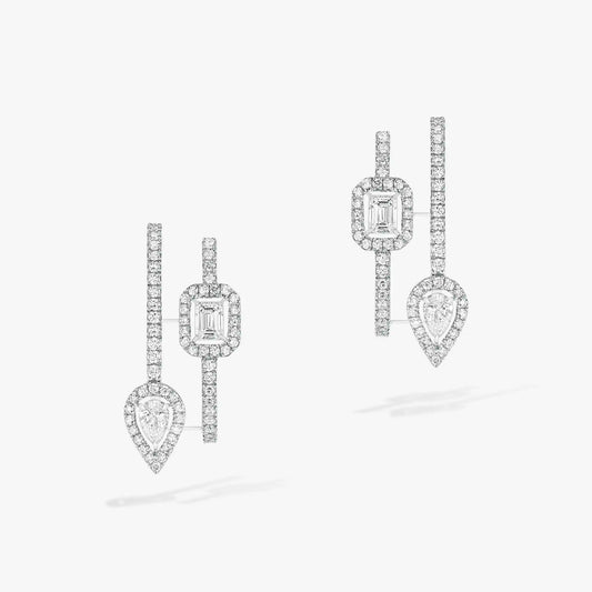 [✨ROSE💎]CREOLES MY TWIN 2 RANGS SILVER DIAMOND EARRINGS