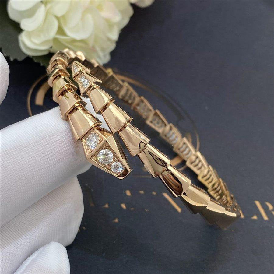[✨ROSE💎]SERPENTI BRACELET DIAMONDS PINK GOLD