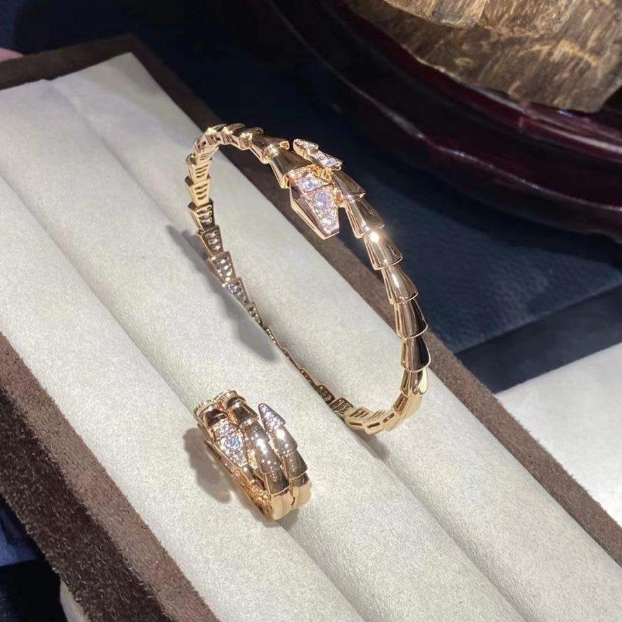 [✨ROSE💎]SERPENTI BRACELET DIAMONDS PINK GOLD