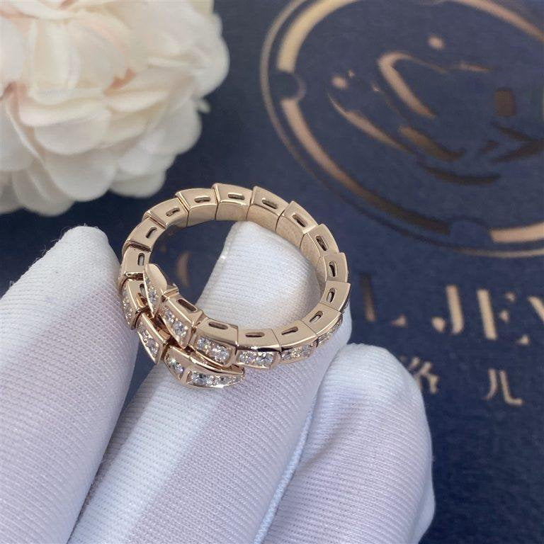 [✨ROSE💎]SERPENTI RING PINK GOLD DIAMOND PAVED 4MM