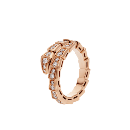 [✨ROSE💎]SERPENTI RING PINK GOLD DIAMOND PAVED 4MM