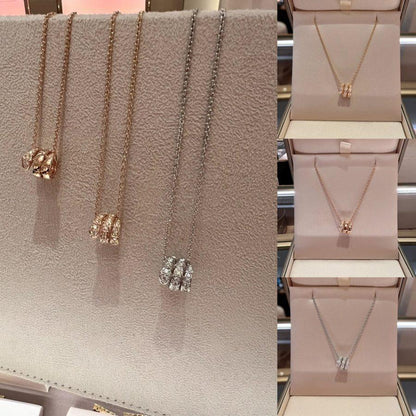 [✨ROSE💎]SERPENTI  NECKLACE DOUBLE RING DIAMOND