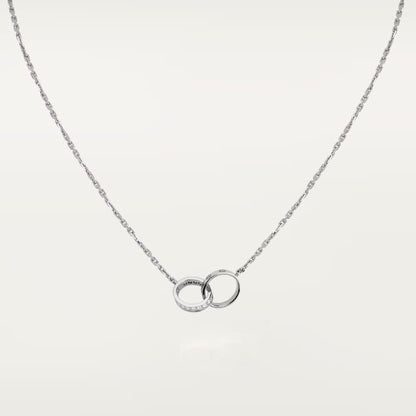 [✨ROSE💎]LOVE DOUBLE RING HALF DIAMOND NECKLACE
