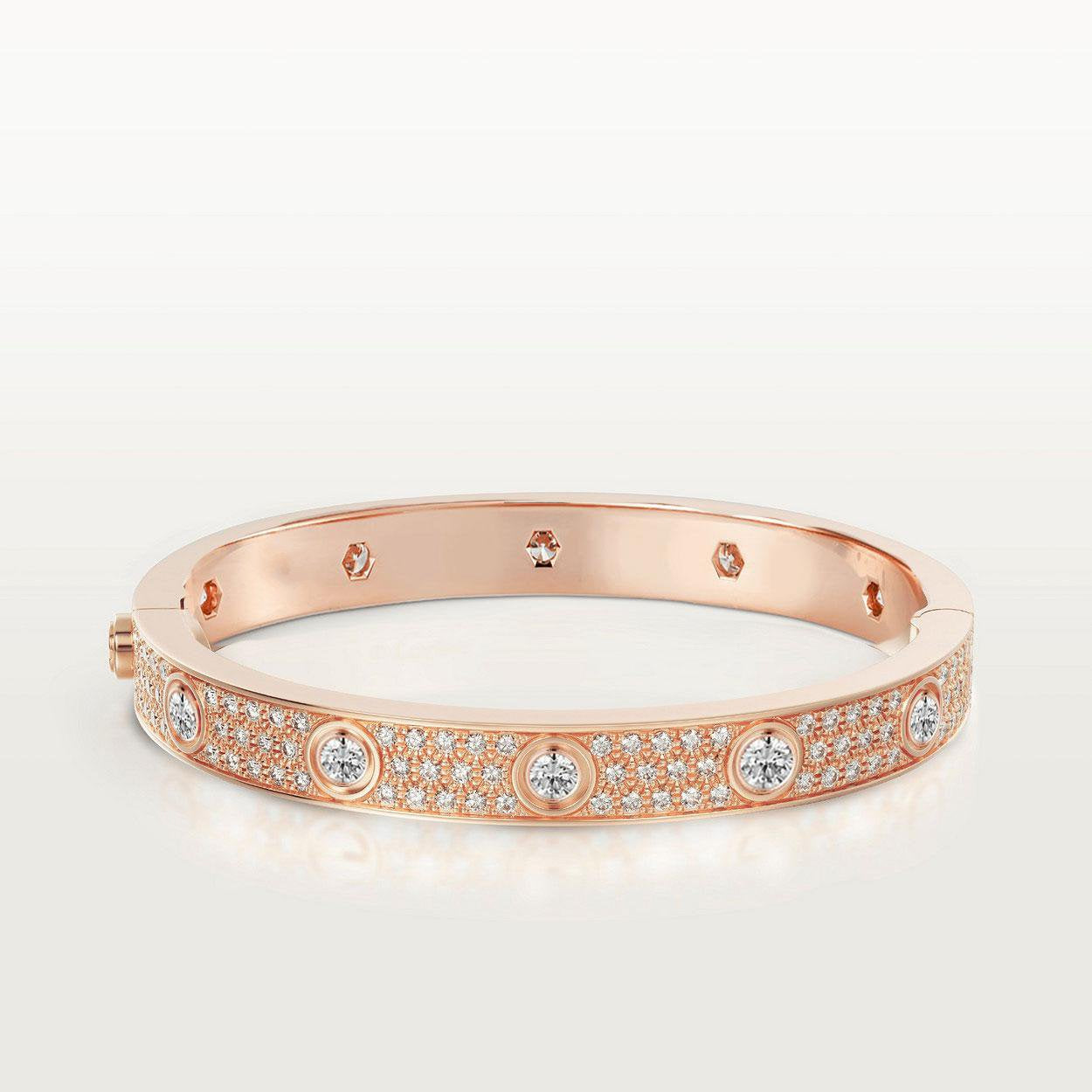 [✨ROSE💎]LOVE BRACELET 6.1MM DIAMOND-PAVED 10 BIG DIAMONDS