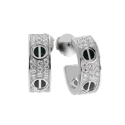 [✨ROSE💎]LOVE CERAMIC DIAMOND PAVED SILVER EARRINGS