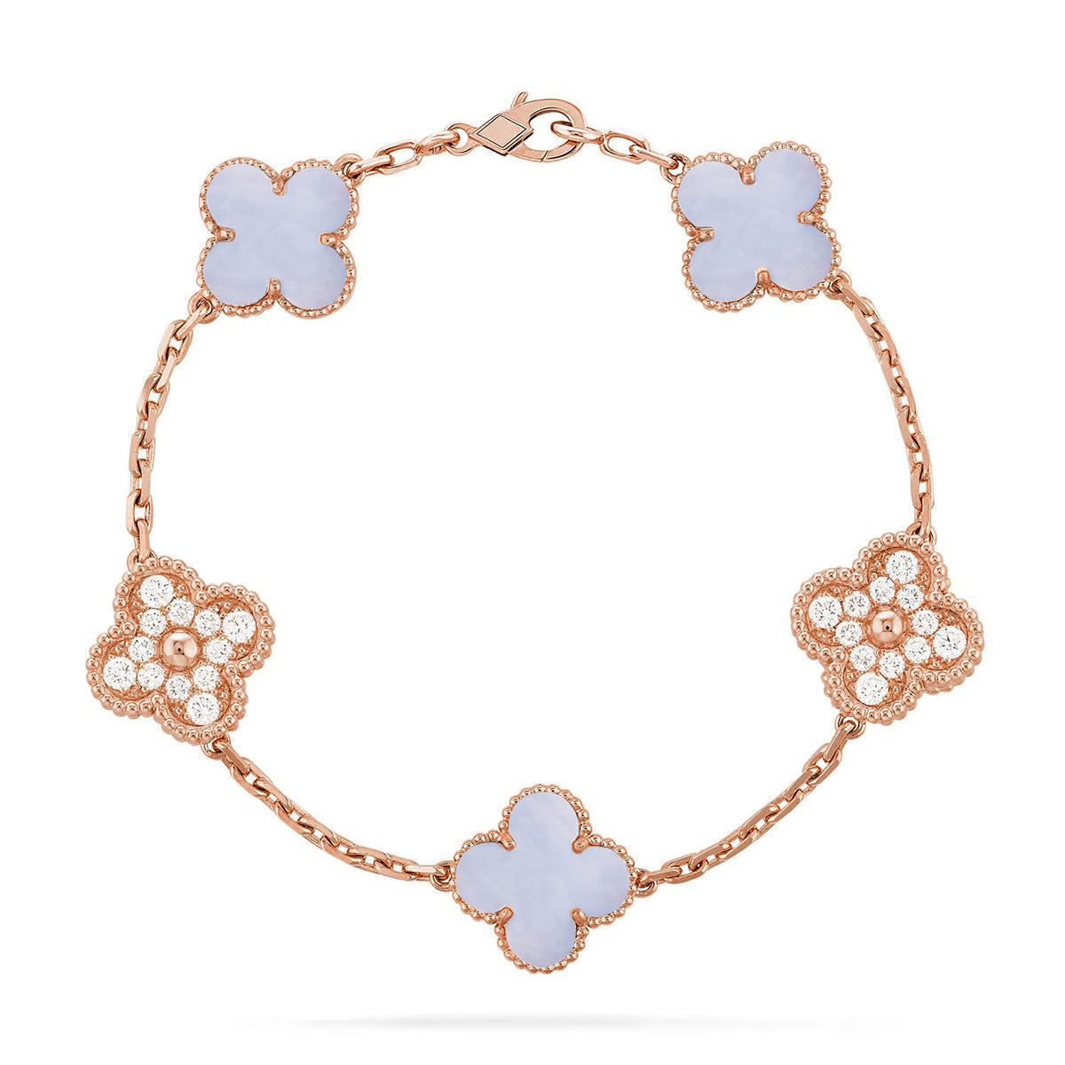 [✨ROSE💎] CLOVER 5 MOTIF PURPLE CHALCEDONY BRACELET COLLECTION