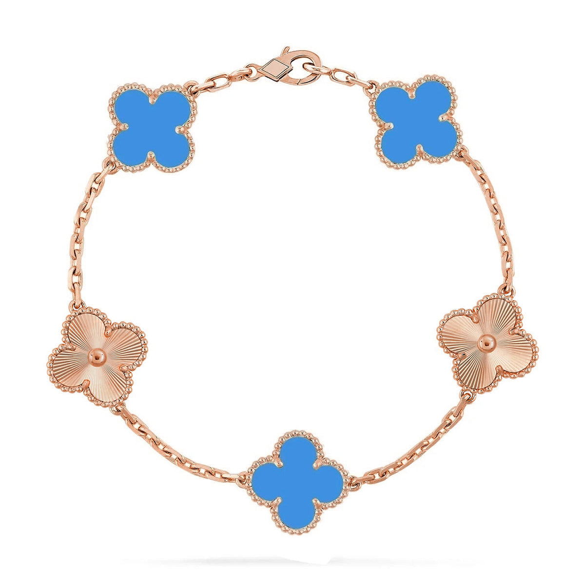[✨ROSE💎] CLOVER 5 MOTIF BLUE AGATE BRACELET COLLECTION