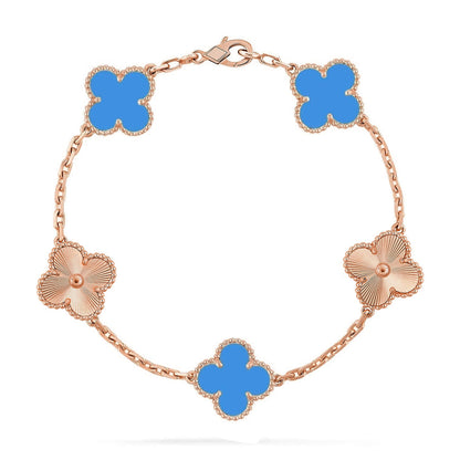 [✨ROSE💎] CLOVER 5 MOTIF BLUE AGATE BRACELET COLLECTION