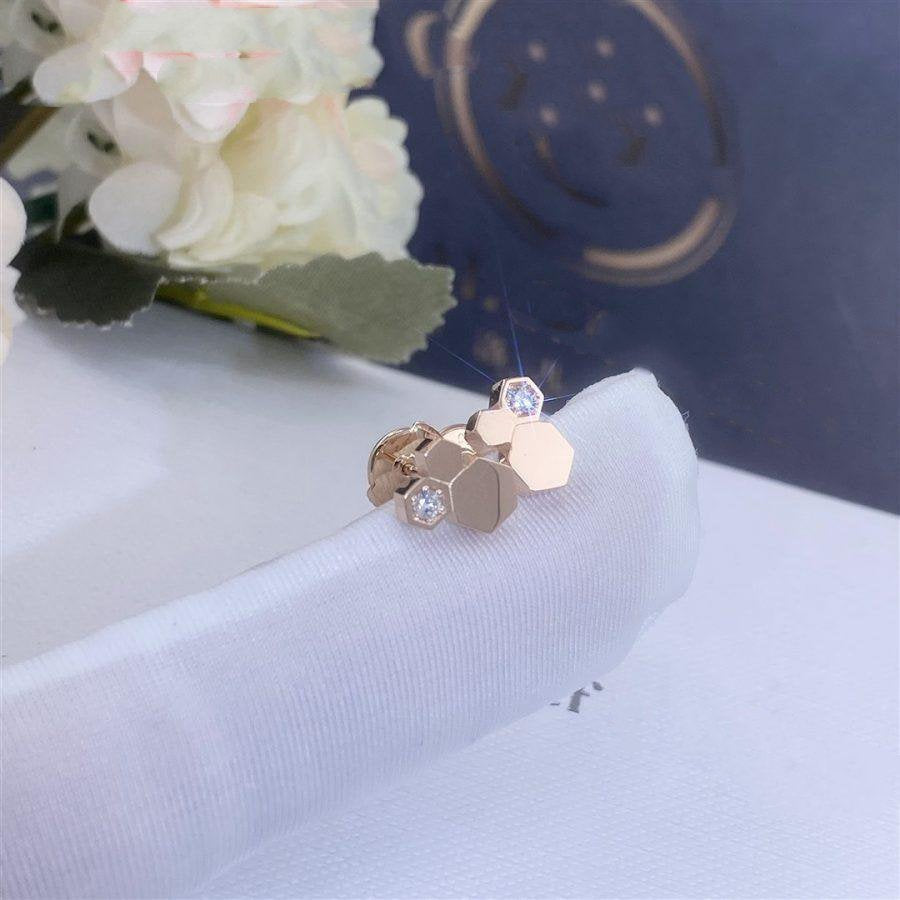 [✨ROSE💎]BEE LOVE PINK GOLD DIAMOND EARRINGS