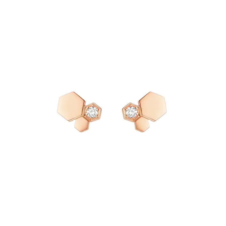 [✨ROSE💎]BEE LOVE PINK GOLD DIAMOND EARRINGS