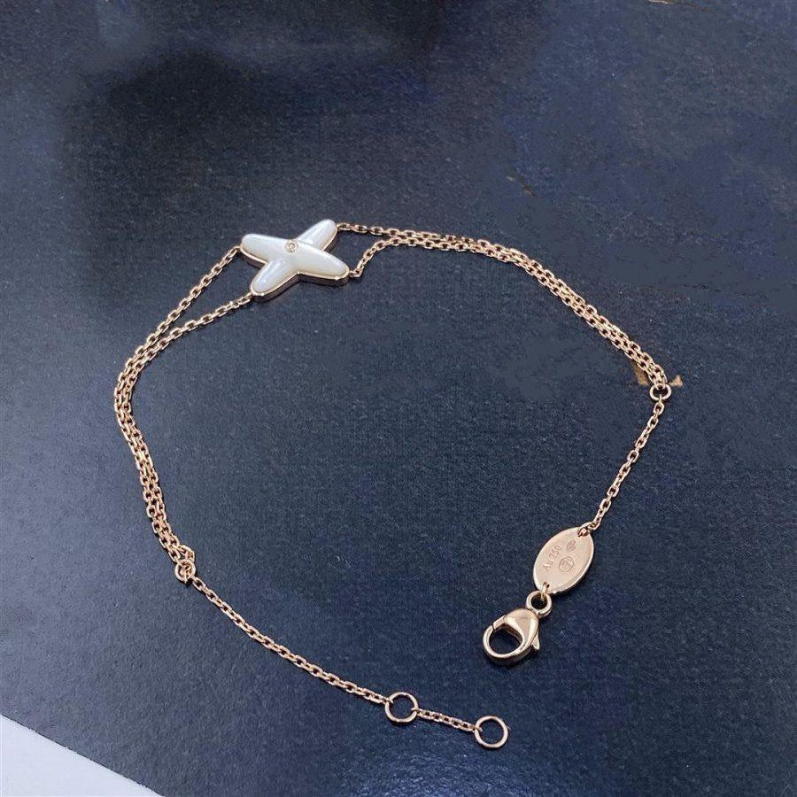 [✨ROSE💎]JEUX BRACELET WHITE MOP PINK GOLD 1 DIAMOND