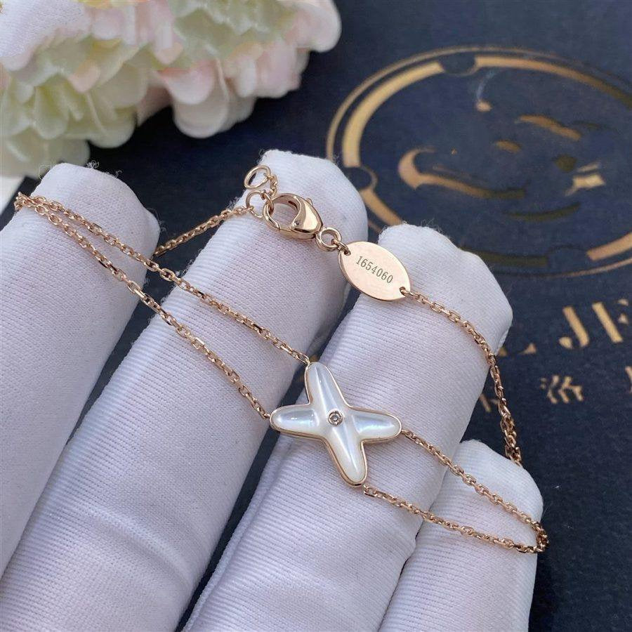 [✨ROSE💎]JEUX BRACELET WHITE MOP PINK GOLD 1 DIAMOND
