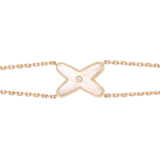 [✨ROSE💎]JEUX BRACELET WHITE MOP PINK GOLD 1 DIAMOND