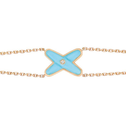[✨ROSE💎]JEUX BRACELET TURQUOISE PINK GOLD 1 DIAMOND