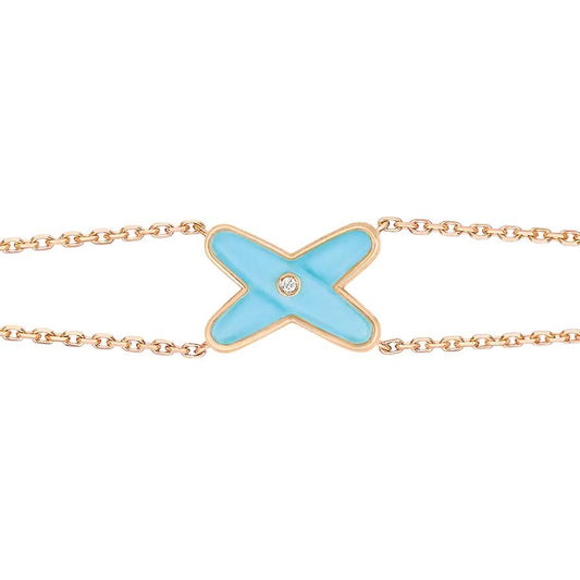 [✨ROSE💎]JEUX BRACELET TURQUOISE PINK GOLD 1 DIAMOND