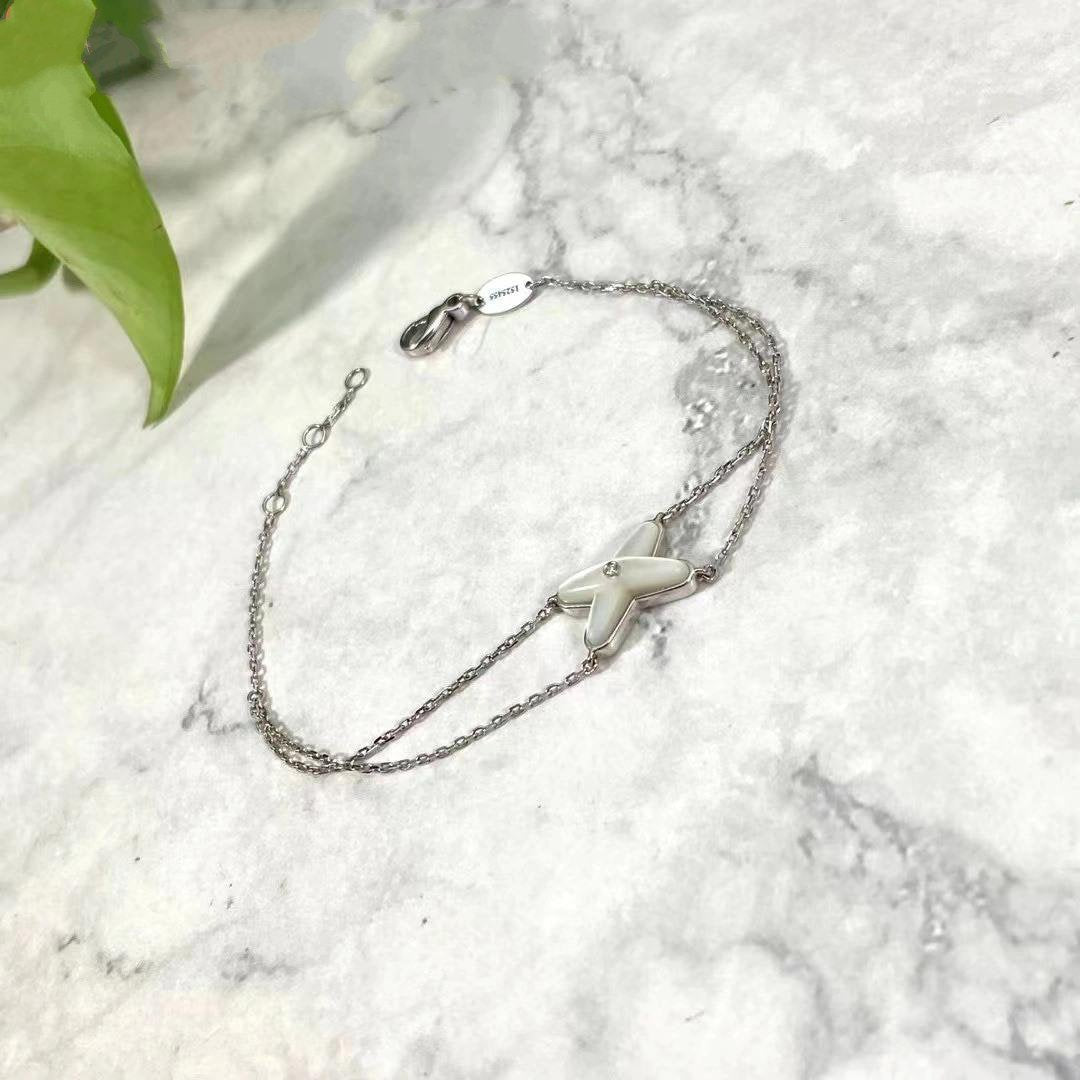 [✨ROSE💎]JEUX BRACELET WHITE MOP SILVER 1 DIAMOND