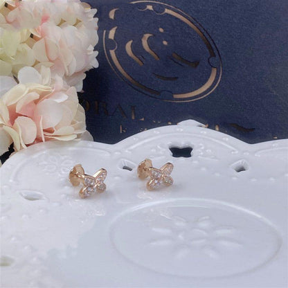 [✨ROSE💎]JEUX DE PINK GOLD DIAMOND EARRINGS