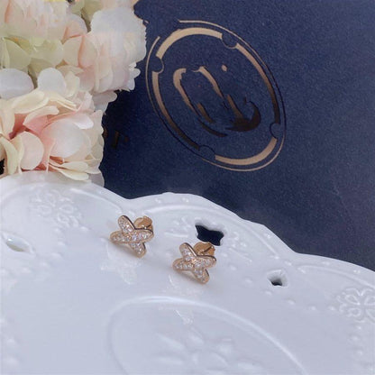 [✨ROSE💎]JEUX DE PINK GOLD DIAMOND EARRINGS