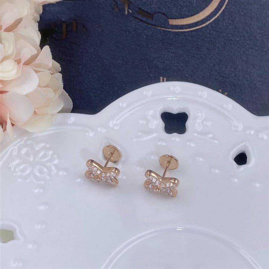 [✨ROSE💎]JEUX DE PINK GOLD DIAMOND EARRINGS