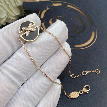 [✨ROSE💎]JEUX DE BRACELET ONYX PINK GOLD DIAMOND