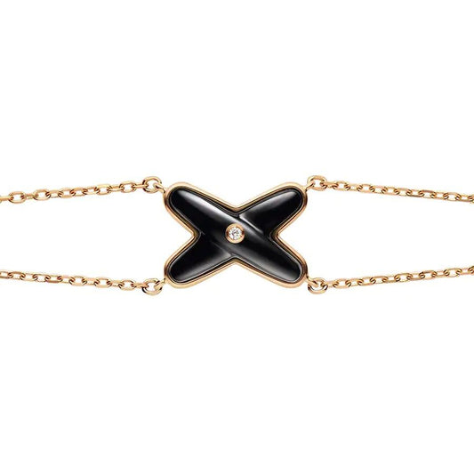 [✨ROSE💎]JEUX BRACELET ONYX PINK GOLD 1 DIAMOND