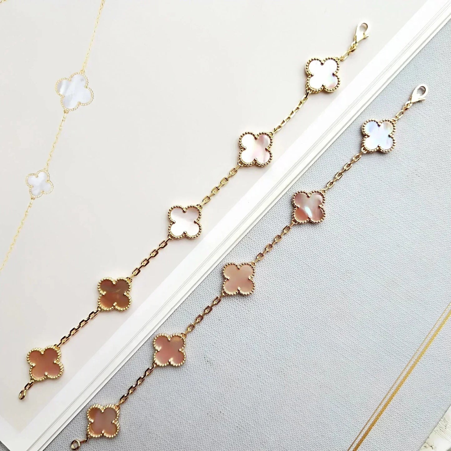 [✨ROSE💎] CLOVER 5 MOTIFS  PINK MOP BRACELET COLLECTION