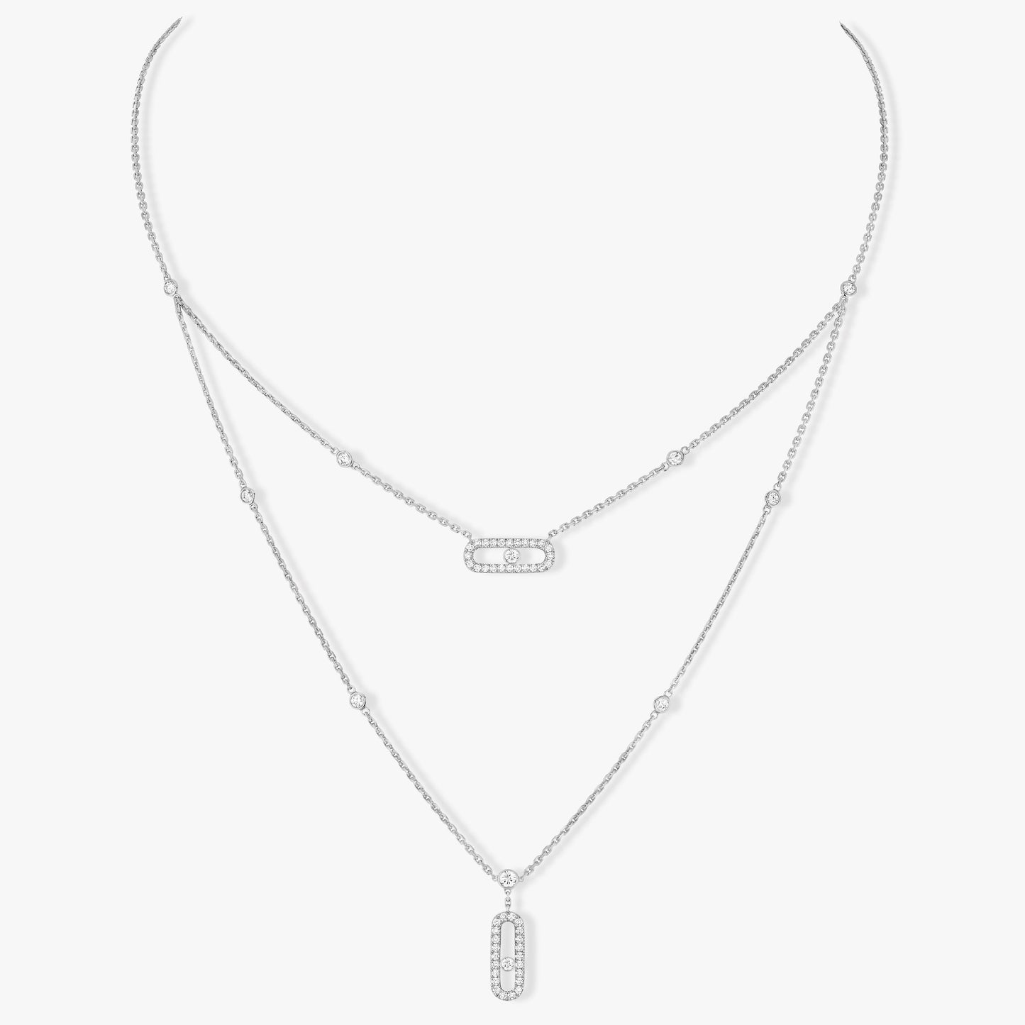 [✨ROSE💎]MOVE 2 ROW DIAMOND NECKLACE