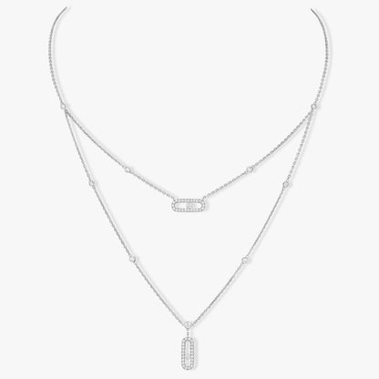 [✨ROSE💎]MOVE 2 ROW DIAMOND NECKLACE