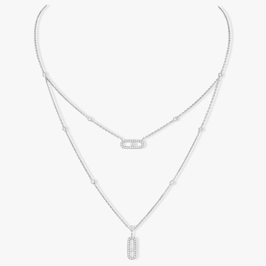 [✨ROSE💎]MOVE 2 ROW DIAMOND NECKLACE