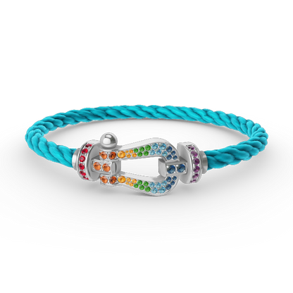 [✨ROSE💎]FORC LARGE HORSESHOE  COLORED DIAMOND BRACELET SILVER