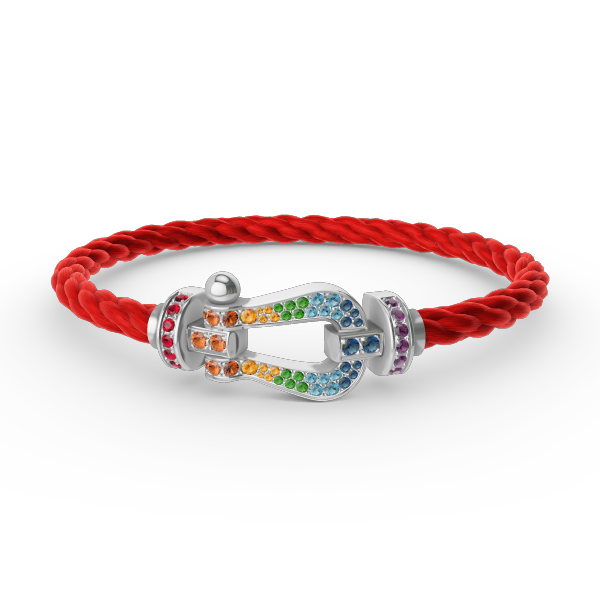 [✨ROSE💎]FORC LARGE HORSESHOE  COLORED DIAMOND BRACELET SILVER