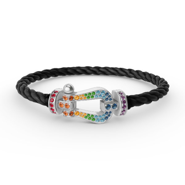 [✨ROSE💎]FORC LARGE HORSESHOE  COLORED DIAMOND BRACELET SILVER