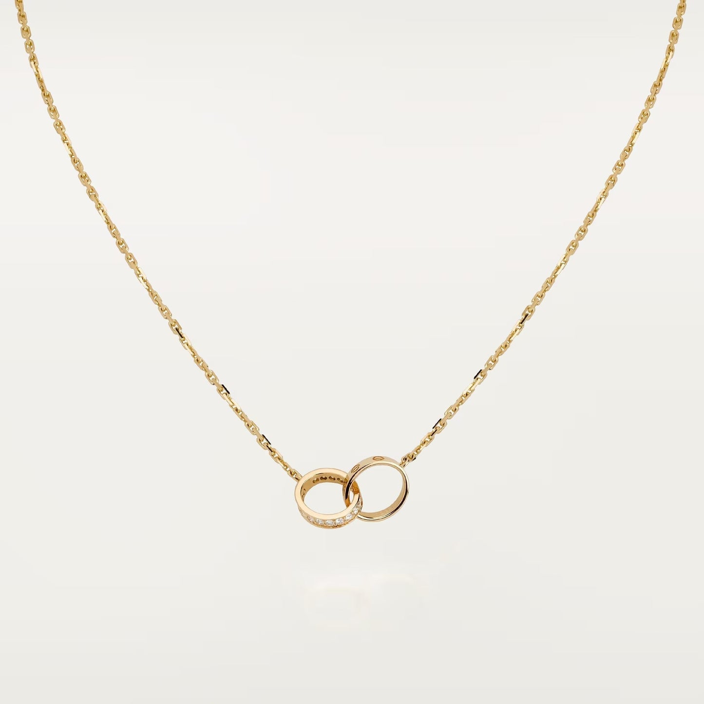 [✨ROSE💎]LOVE DOUBLE RING HALF DIAMOND NECKLACE