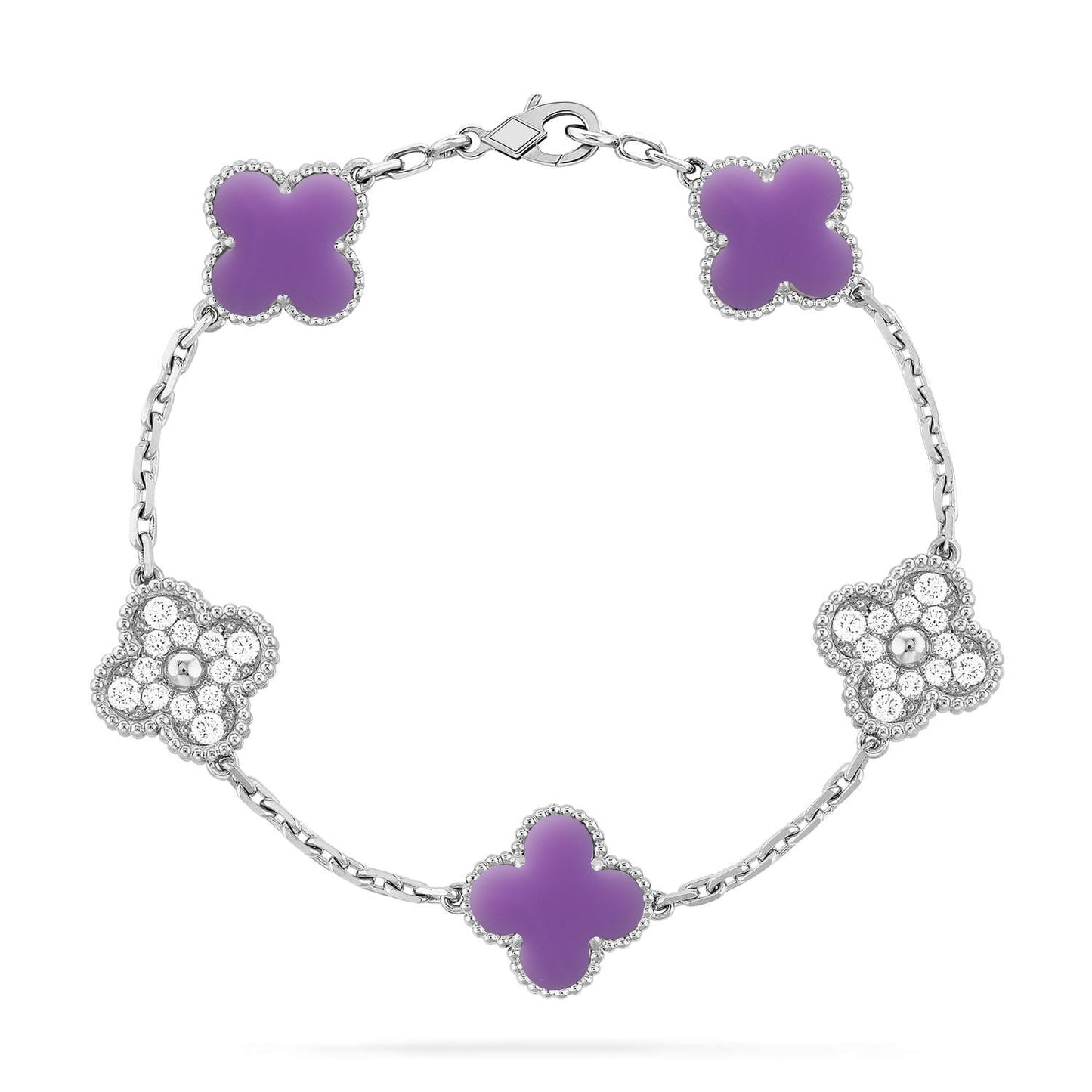 [✨ROSE💎]CLOVER 5 MOTIF LIGHT PURPLE BRACELET COLLECTION