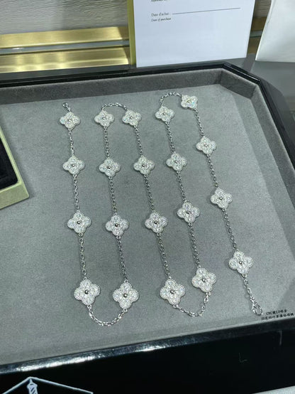 [✨ROSE💎]CLOVER 20 MOTIFS FULL-DIAMOND NECKLACE