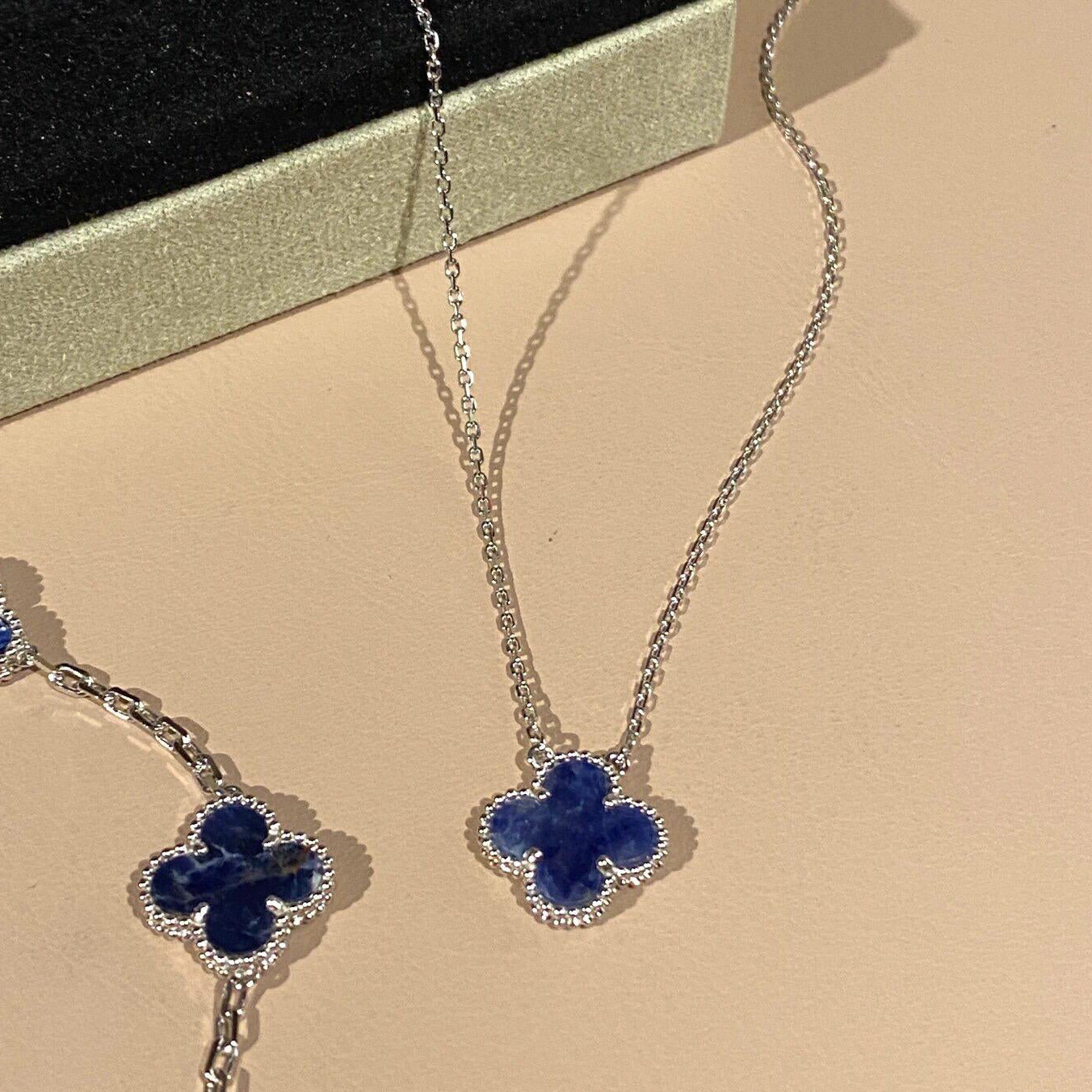[✨ROSE💎]CLOVER 15MM PIETERSITE NECKLACE SILVER