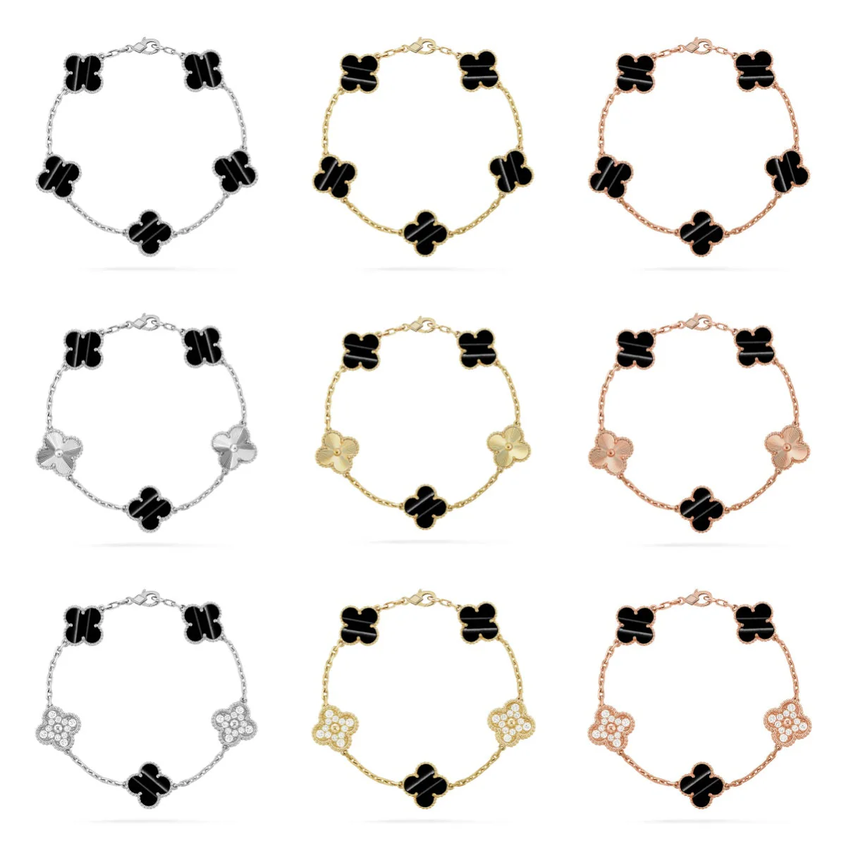 [✨ROSE💎] CLOVER 5 MOTIF PULSAR STONE BRACELET COLLECTION