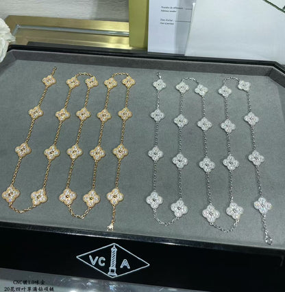 [✨ROSE💎]CLOVER 20 MOTIFS FULL-DIAMOND NECKLACE