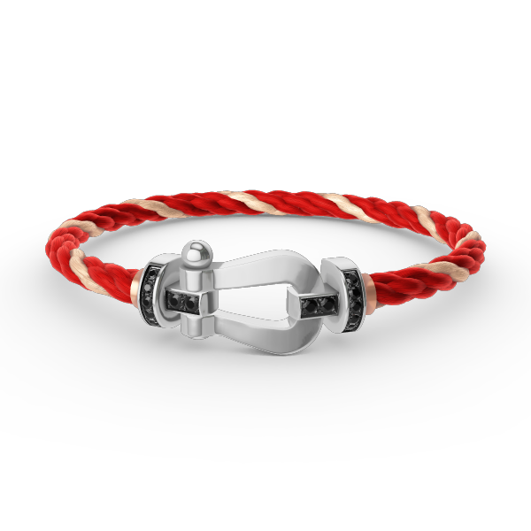 [✨ROSE💎]FORCE LARGE HORSESHOE BLACK DIAMOND BRACELET SILVER