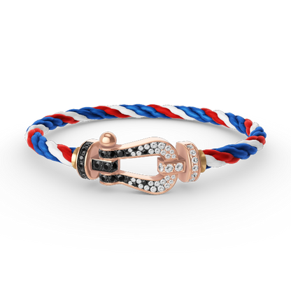 [✨ROSE💎]FORCE LARGE HORSESHOE BLACK WHITE DIAMOND BRACELET ROSE GOLD
