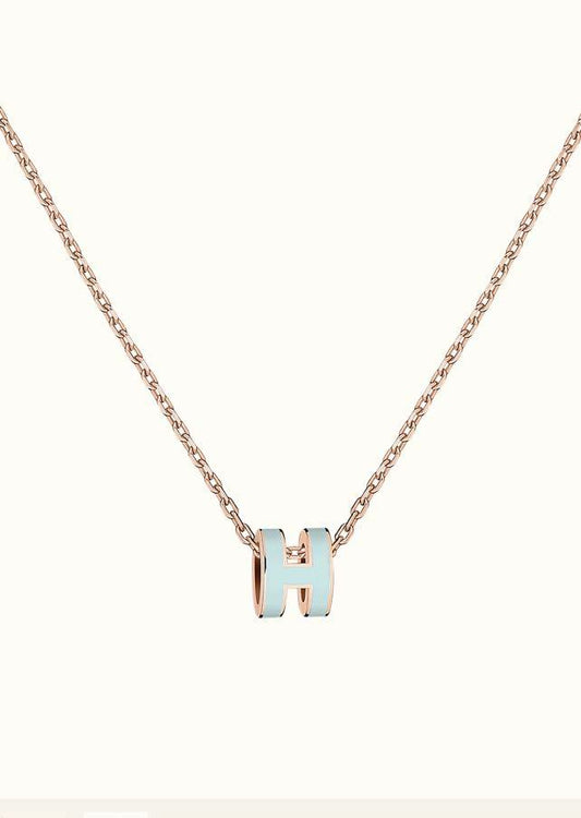 [✨ROSE💎]POP H LIGHT BLUE NECKLACE