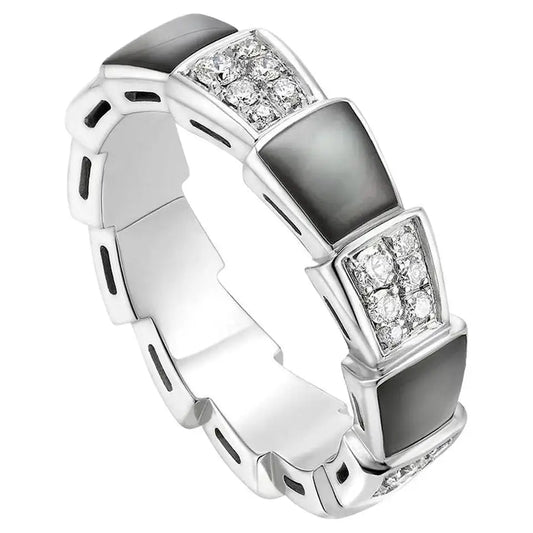[✨ROSE💎]SERPENTI RING SILVER DIAMOND BLACK MOP 4MM