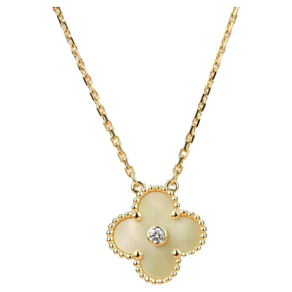 [✨ROSE💎]CLOVER 15MM DIAMOND GOLD MOTHER OF PEARL NECKLACE